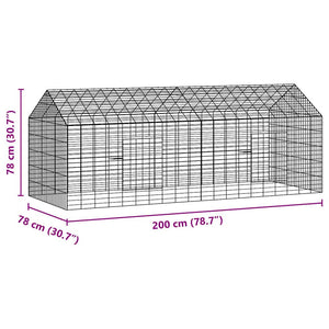 Kaninchenkäfig Silber Verzinkt 200cm