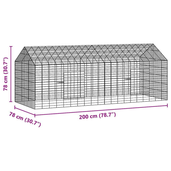 Kaninchenkäfig Silber Verzinkt 200cm