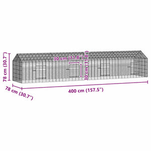 Kaninchenkäfig Silber Verzinkt 400cm