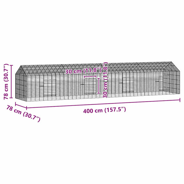 Kaninchenkäfig Silber Verzinkt 400cm