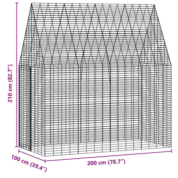 Hasenkäfig Silber 200x100x210cm