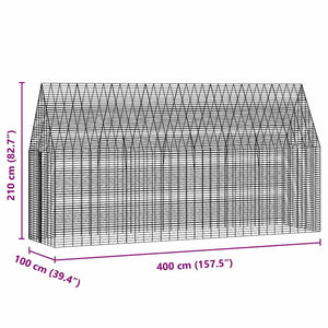 Hasenkäfig Silber Verzinkt 400x100x210cm