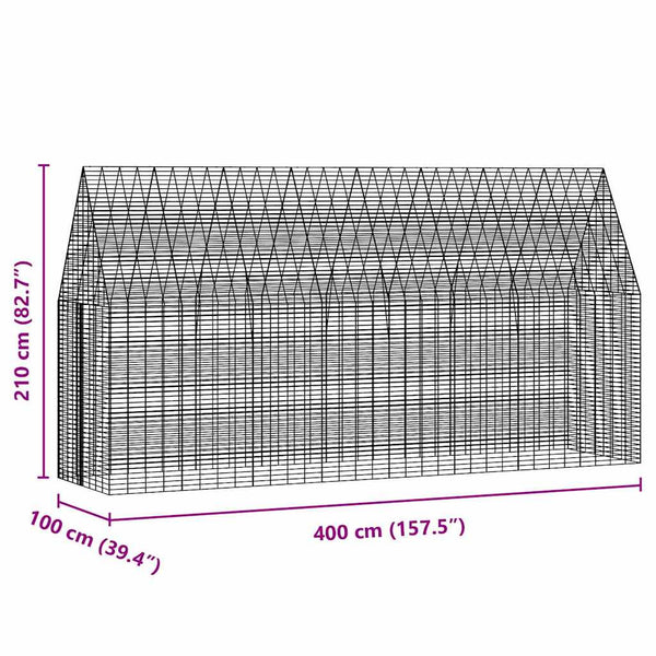 Hasenkäfig Silber Verzinkt 400x100x210cm