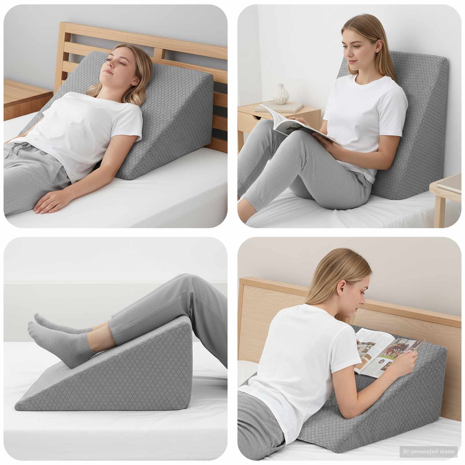 Beinkissen Grau Viscoschaum 60x50x30cm