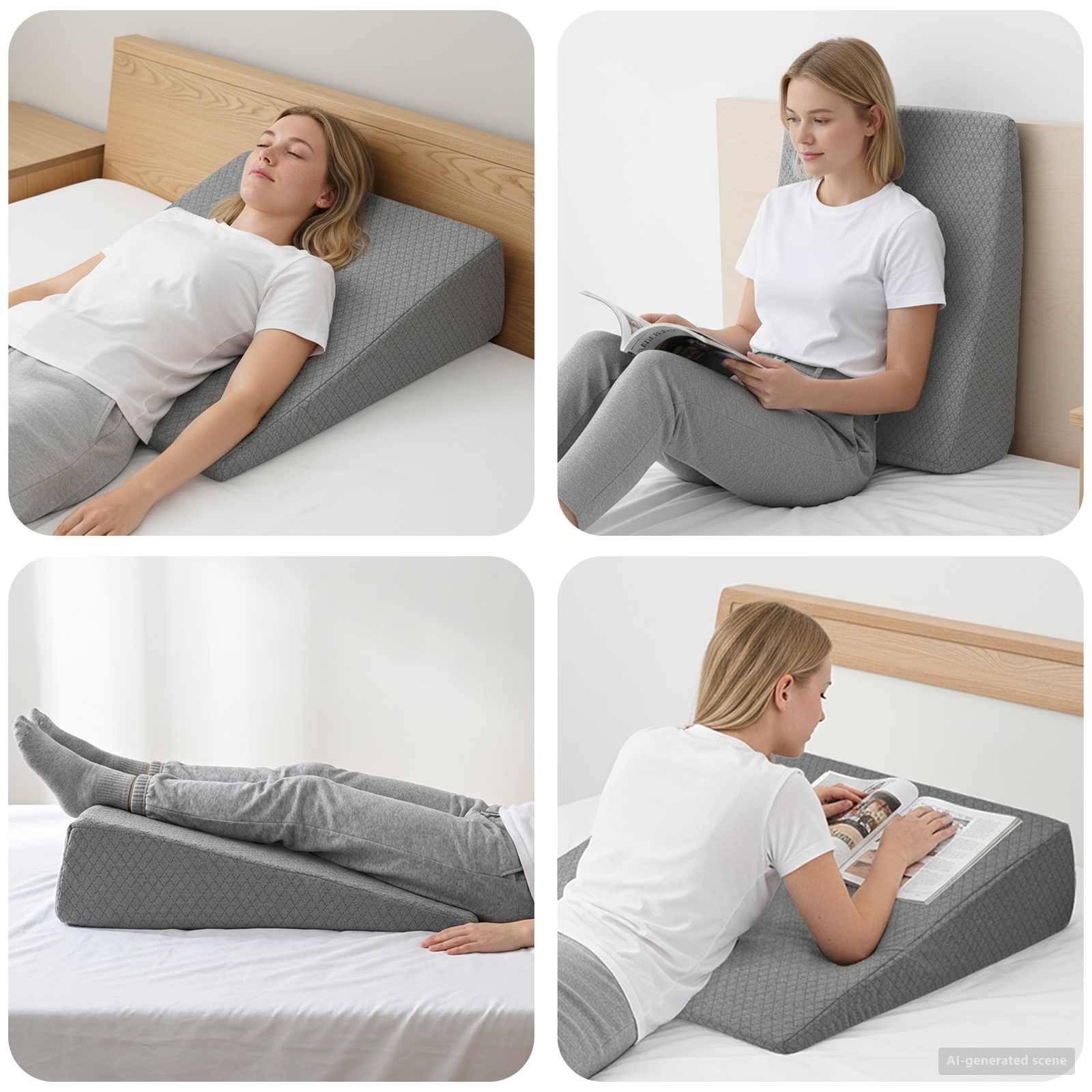 Keilkissen Grau Viscoschaum 69x64x19cm