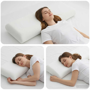 vidaXL Oreiller de sommeil uni blanc 120 x 36 x 13 cm Mousse à mémoire de forme de gel
