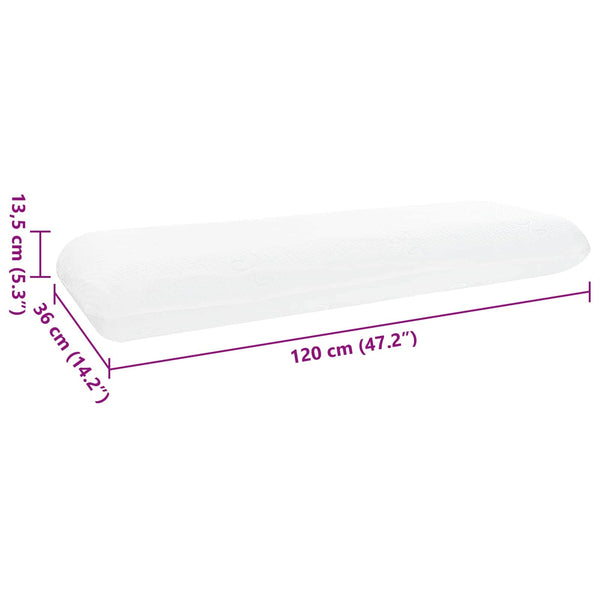 vidaXL Oreiller de sommeil uni blanc 120 x 36 x 13 cm Mousse à mémoire de forme de gel