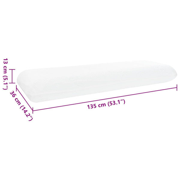 vidaXL Oreiller de couchage uni blanc 135 x 36 x 13 cm mousse à mémoire de forme en gel