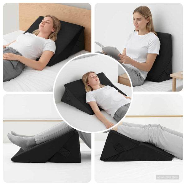 Keil Kopfkissen Schwarz Viscoschaum 55x55 cm