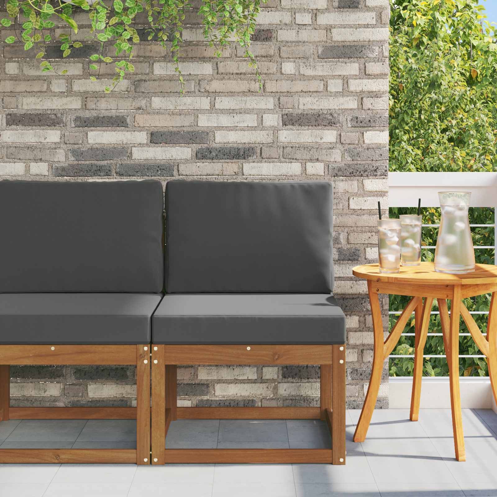 Akazie Massivholz Outdoor Mittelsofa