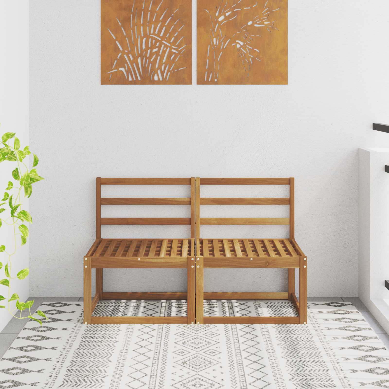 2er Set Outdoor Mittelsofa Akazie Massivholz