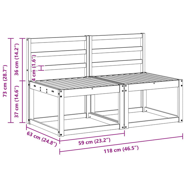 2er Set Outdoor Mittelsofa Akazie Massivholz