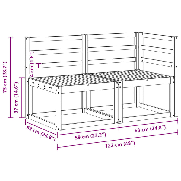 Akazie Outdoor Mittel- & Ecksofa 2er Set