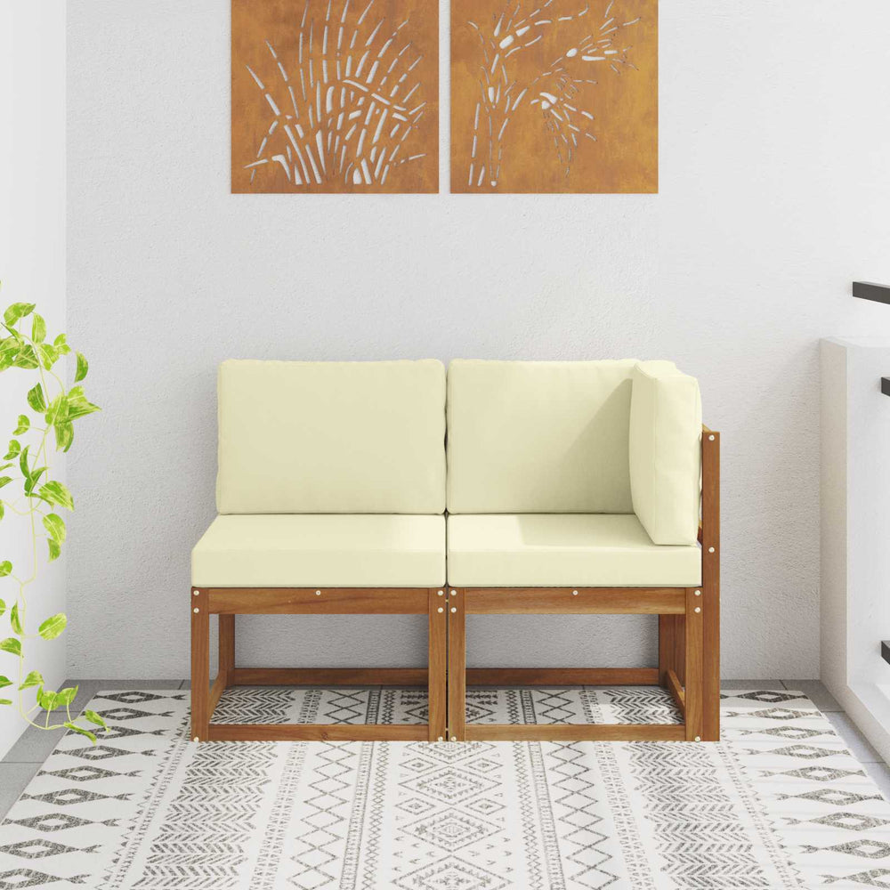 Outdoor Mittel- und Ecksofa Natur/Creme mit Kissen