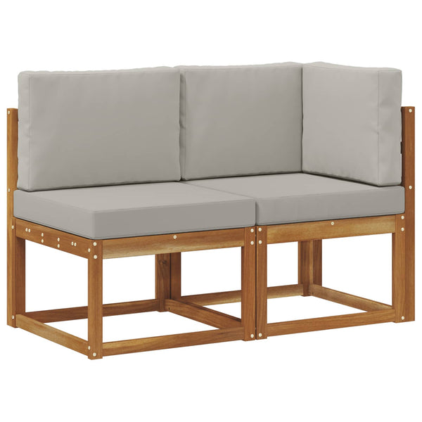 vidaXL Canapé d'angle et central d'extérieur 2 pcs Naturel et Gris clair