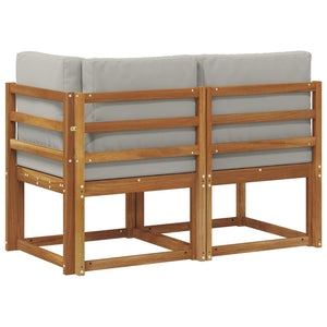 vidaXL Canapé d'angle et central d'extérieur 2 pcs Naturel et Gris clair