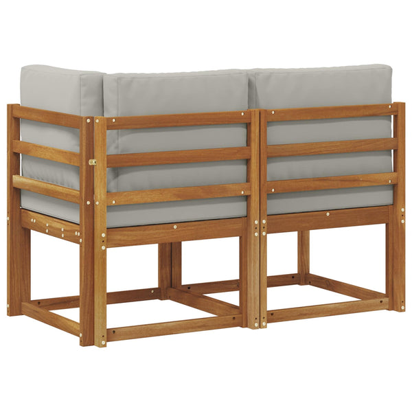 vidaXL Canapé d'angle et central d'extérieur 2 pcs Naturel et Gris clair