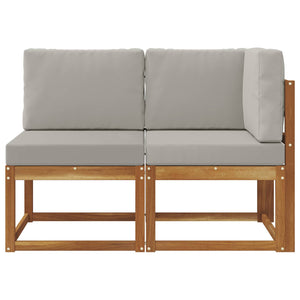 vidaXL Canapé d'angle et central d'extérieur 2 pcs Naturel et Gris clair