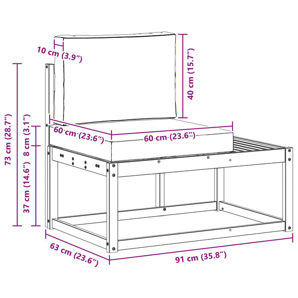 Outdoor End Sofa Akazie mit Kissen