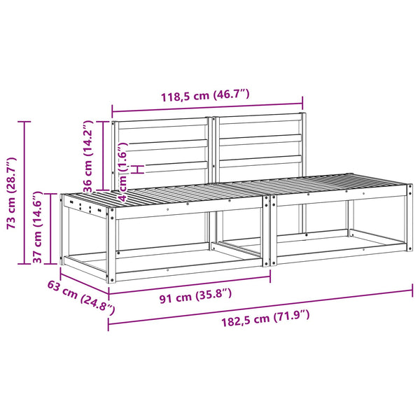 Outdoor End Sofa 2er-Set Akazie