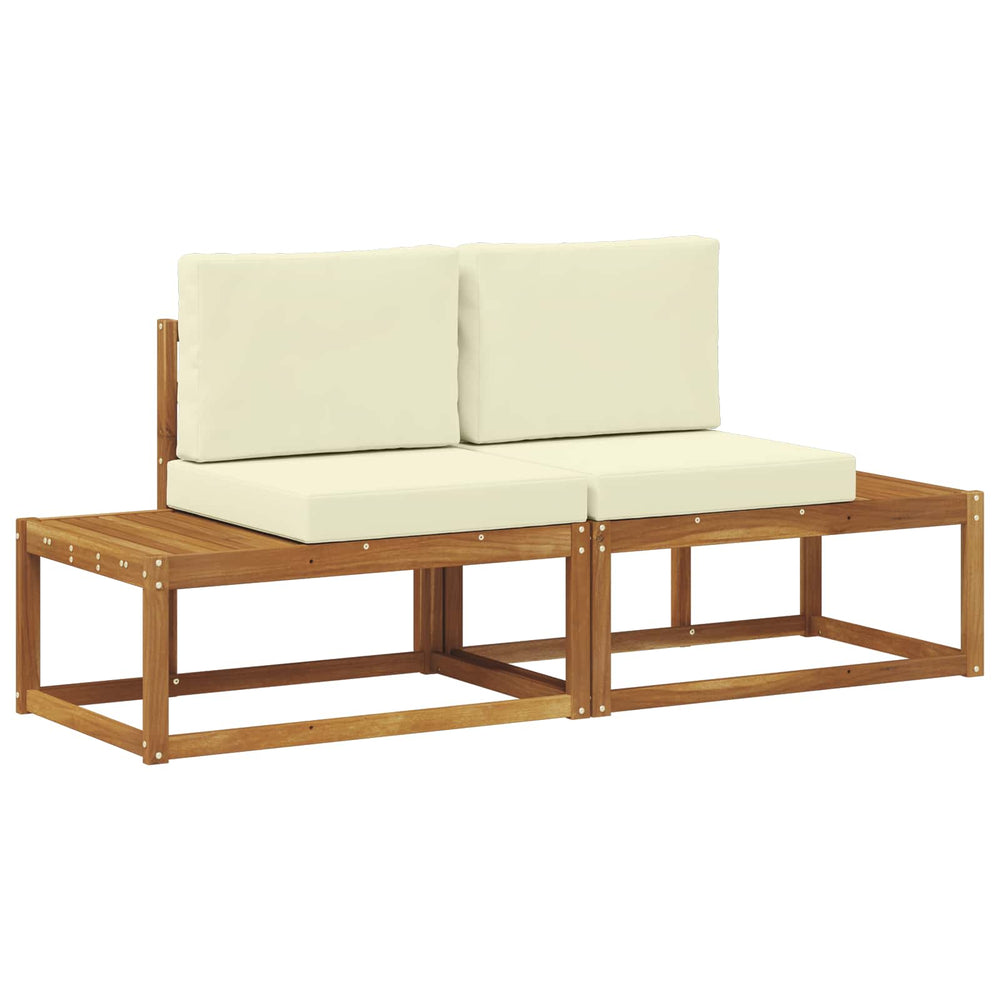2er Outdoor End Sofa Akazie Natur Creme