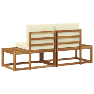 2er Outdoor End Sofa Akazie Natur Creme