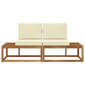 2er Outdoor End Sofa Akazie Natur Creme