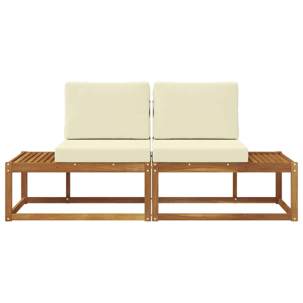 2er Outdoor End Sofa Akazie Natur Creme