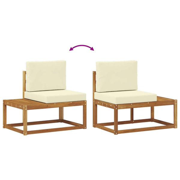 2er Outdoor End Sofa Akazie Natur Creme