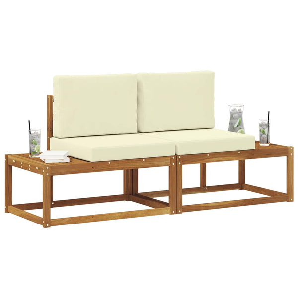 2er Outdoor End Sofa Akazie Natur Creme