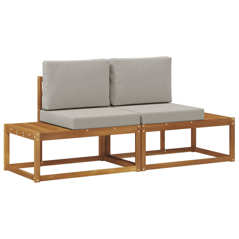 Outdoor End Sofa mit Kissen, Akazienholz Hellgrau