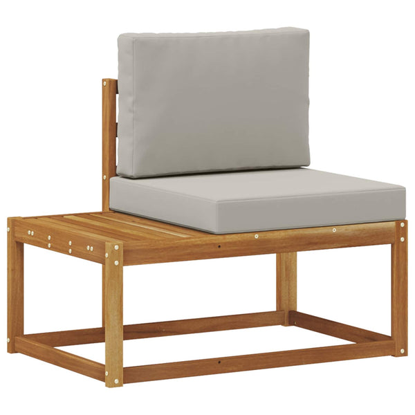 Outdoor End Sofa mit Kissen, Akazienholz Hellgrau