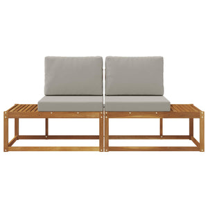 Outdoor End Sofa mit Kissen, Akazienholz Hellgrau