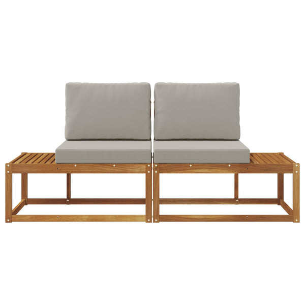 Outdoor End Sofa mit Kissen, Akazienholz Hellgrau