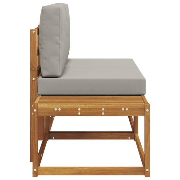 Outdoor End Sofa mit Kissen, Akazienholz Hellgrau