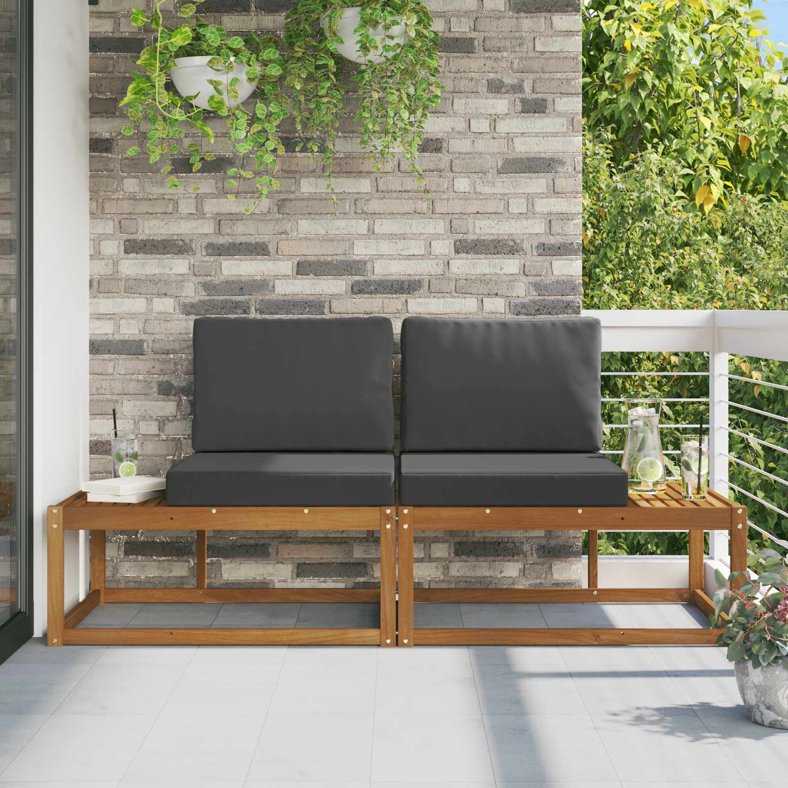 Akazie Outdoor End Sofa, 2er-Set