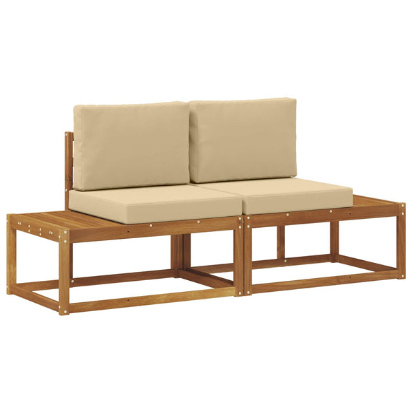 Outdoor End Sofa 2er Set Akazie Natur Beige