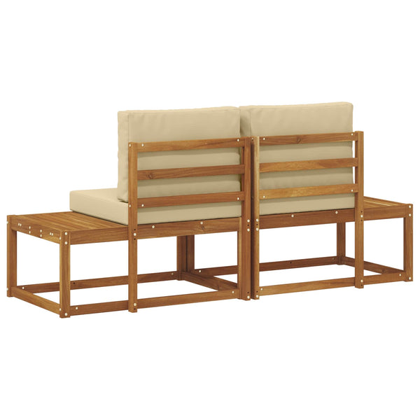 Outdoor End Sofa 2er Set Akazie Natur Beige