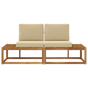 Outdoor End Sofa 2er Set Akazie Natur Beige
