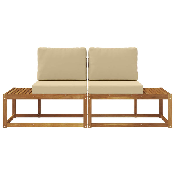 Outdoor End Sofa 2er Set Akazie Natur Beige