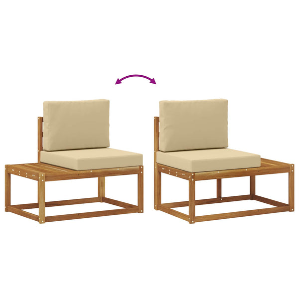 Outdoor End Sofa 2er Set Akazie Natur Beige
