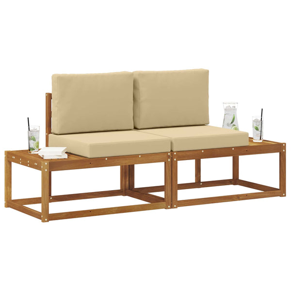 Outdoor End Sofa 2er Set Akazie Natur Beige