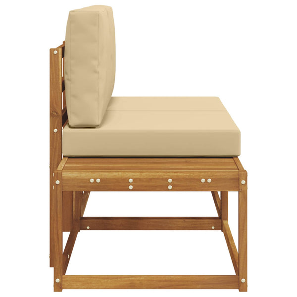 Outdoor End Sofa 2er Set Akazie Natur Beige