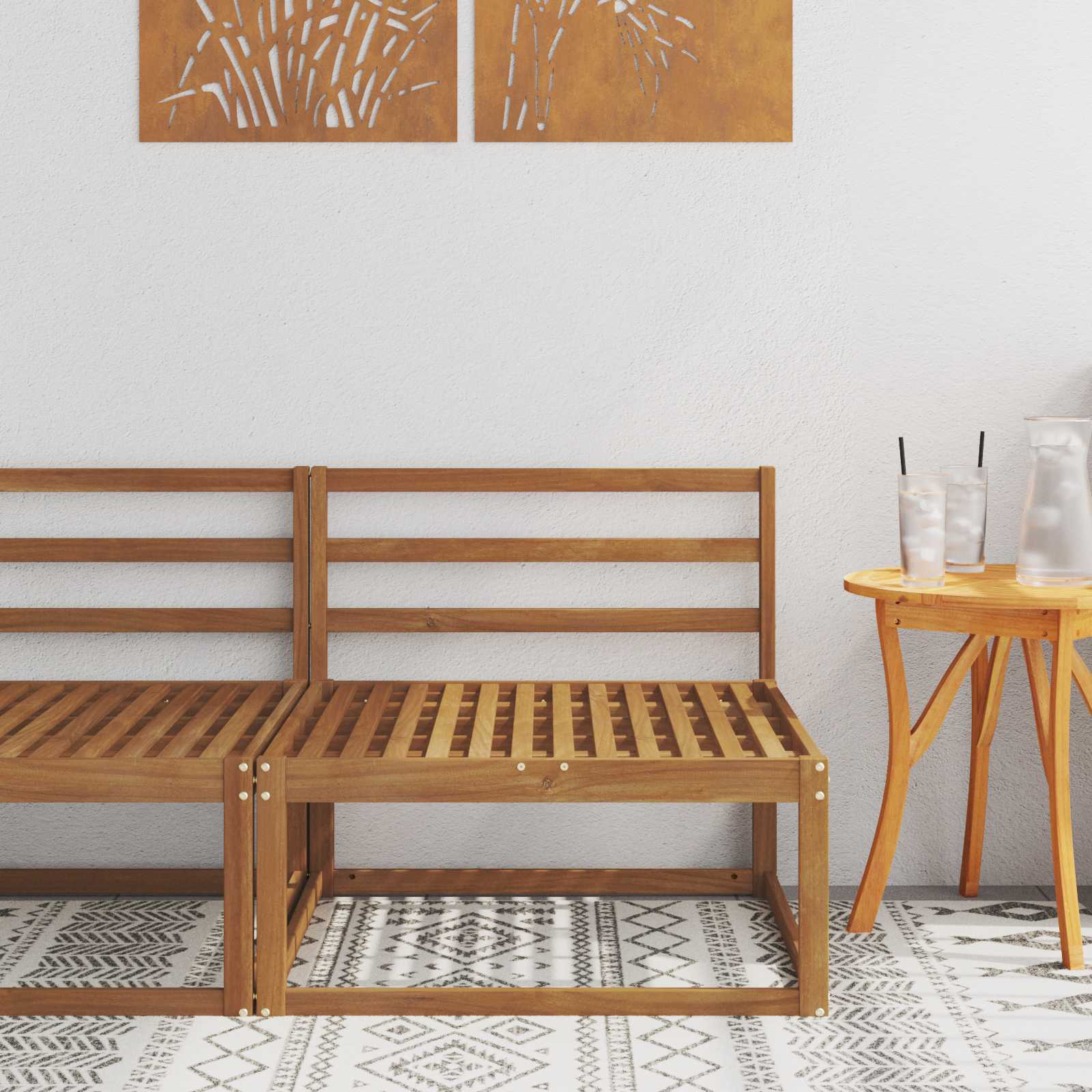 Akazie Massivholz Outdoor Mittelsofa