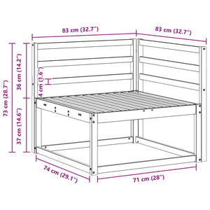 Outdoor Ecksofa Akazie Massivholz 83x83 cm