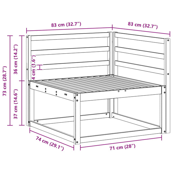 Outdoor Ecksofa Akazie Massivholz 83x83 cm