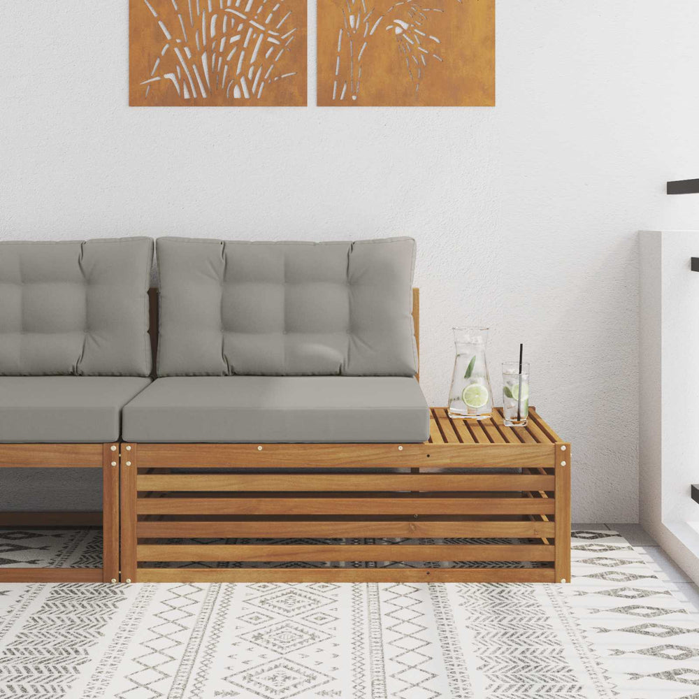 Outdoor Endsofa, 3-teilig, Akazienholz hellgrau