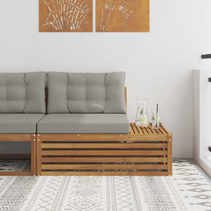Outdoor Endsofa, 3-teilig, Akazienholz hellgrau
