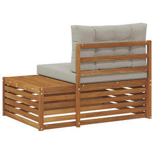 Outdoor Endsofa, 3-teilig, Akazienholz hellgrau