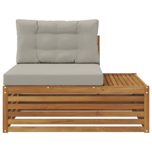 Outdoor Endsofa, 3-teilig, Akazienholz hellgrau